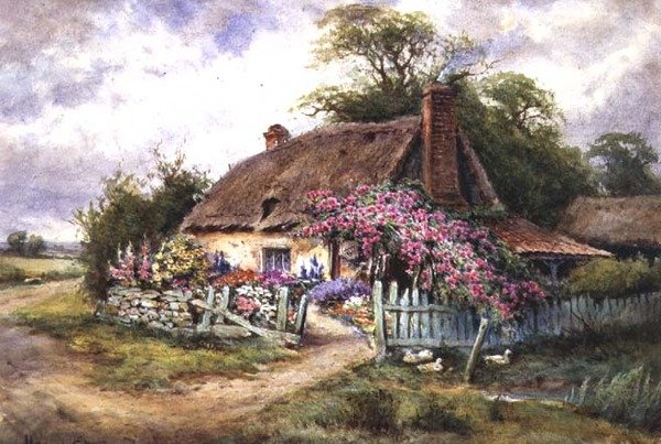 Ładny Domek z Kaczkami autorstwa Henry John Sylvester Stannard