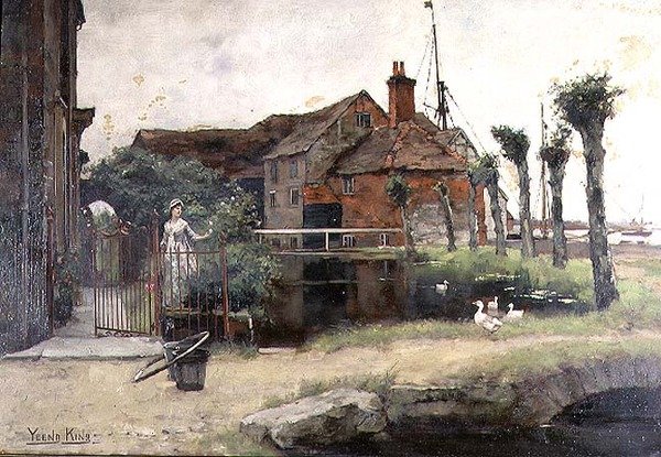 Pokojówka nad wiejskim stawem autorstwa Henry John Yeend King