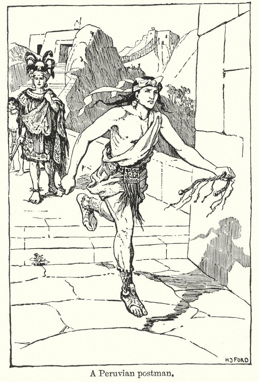 Peruwiański listonosz (litografia) autorstwa Henry Justice Ford