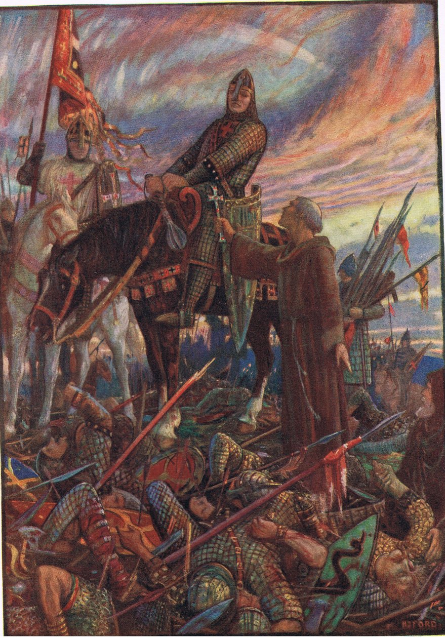 Po bitwie pod Hastings, ilustracja z "A History of England" Rudyarda Kiplinga, 1911 r. autorstwa Henry Justice Ford
