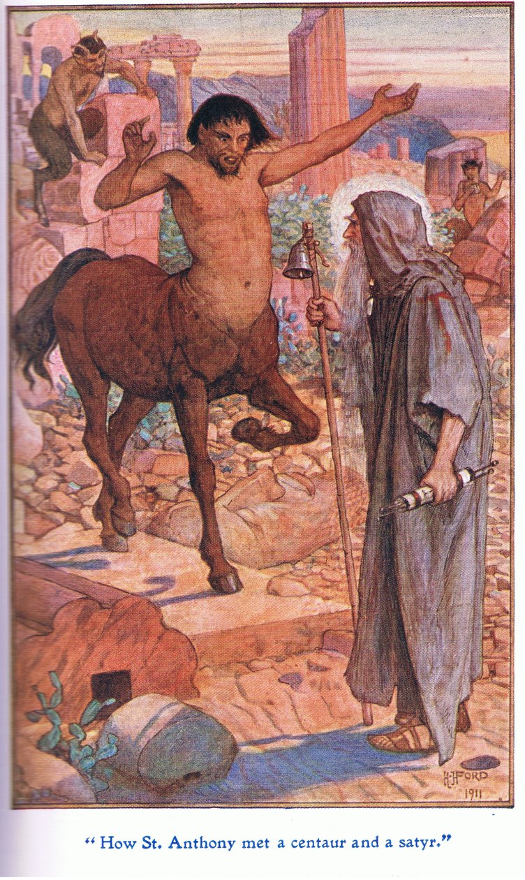 Jak św. Antoni spotkał centaura i satyra, 1912 r. autorstwa Henry Justice Ford