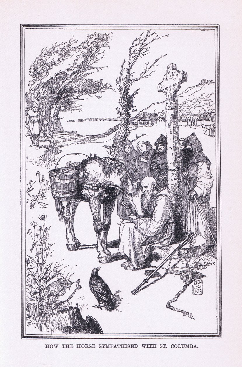 Jak koń sympatyzował ze św. Kolumbą, 1912 r. autorstwa Henry Justice Ford