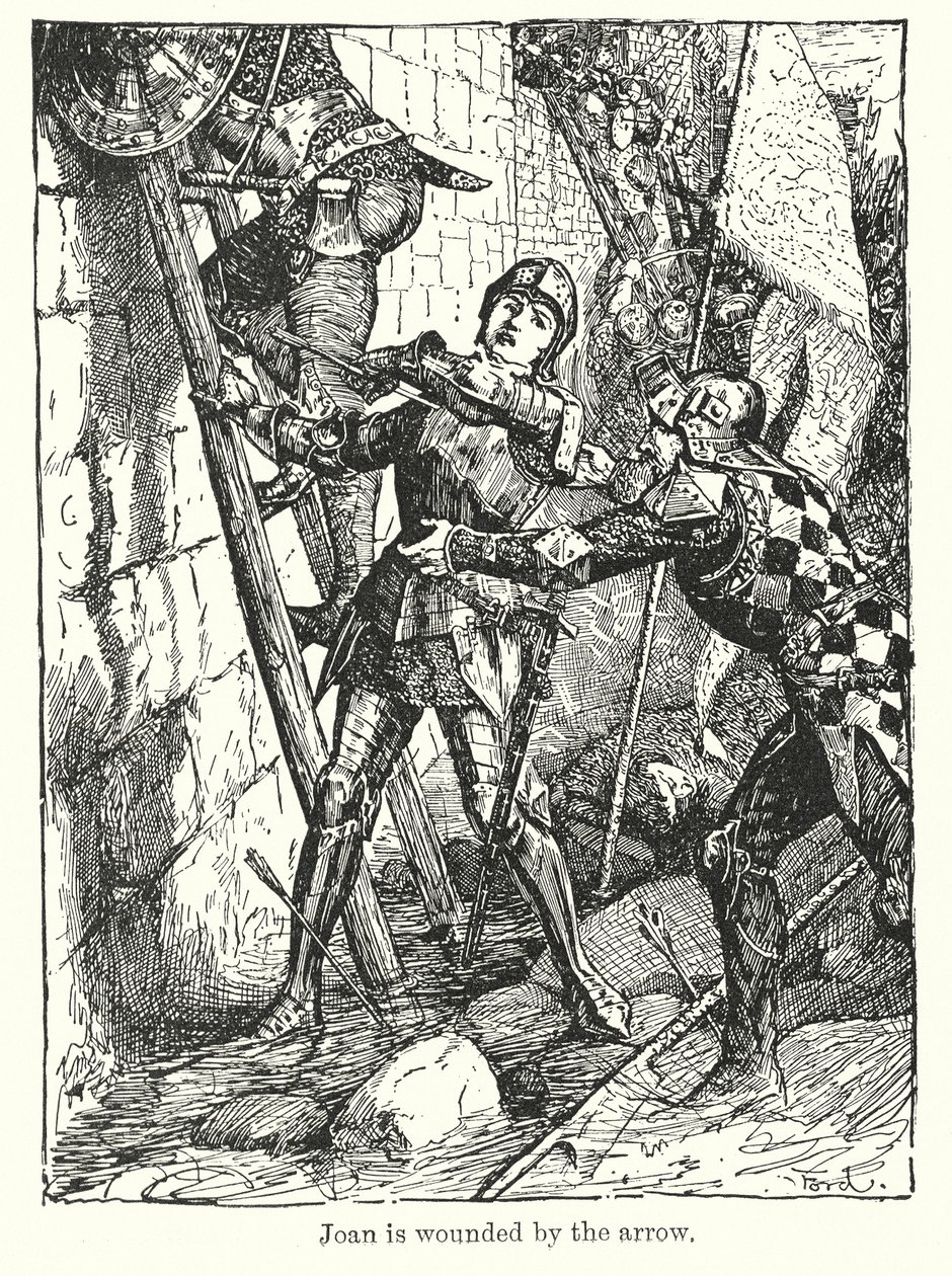 Joanna zostaje zraniona strzałą (litografia) autorstwa Henry Justice Ford