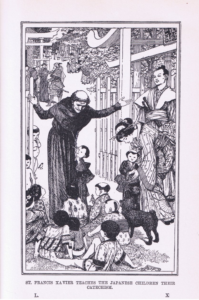 Św. Franciszek Ksawery uczy japońskie dzieci katechezy, 1912 r. autorstwa Henry Justice Ford