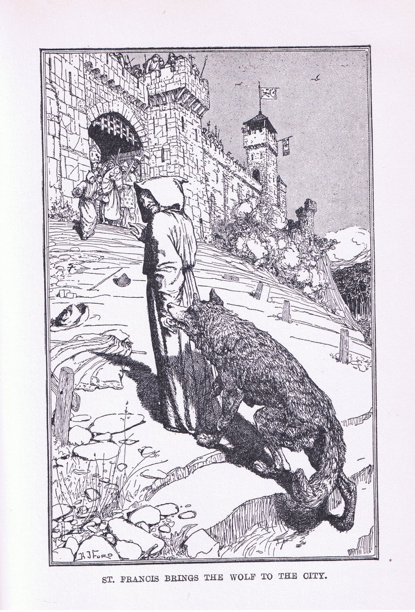 Św. Franciszek sprowadza wilka do miasta, 1912 autorstwa Henry Justice Ford