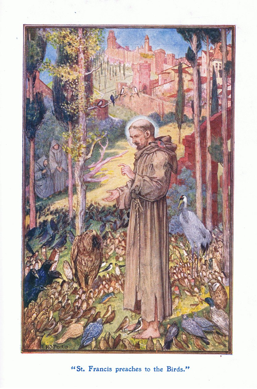 Św. Franciszek przemawia do ptaków, 1912 autorstwa Henry Justice Ford