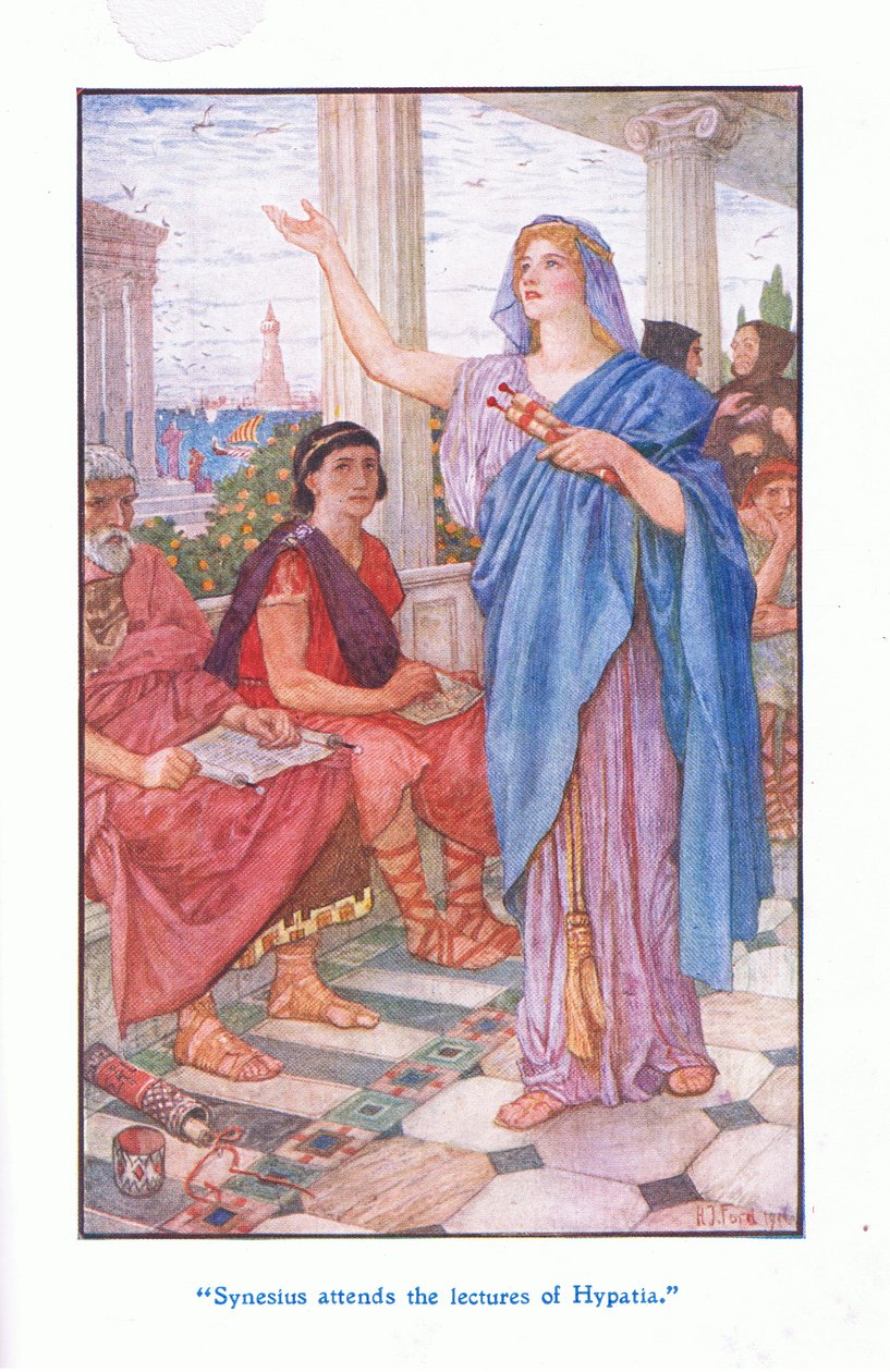 Synesius uczęszcza na wykłady Hypatii, 1912 autorstwa Henry Justice Ford