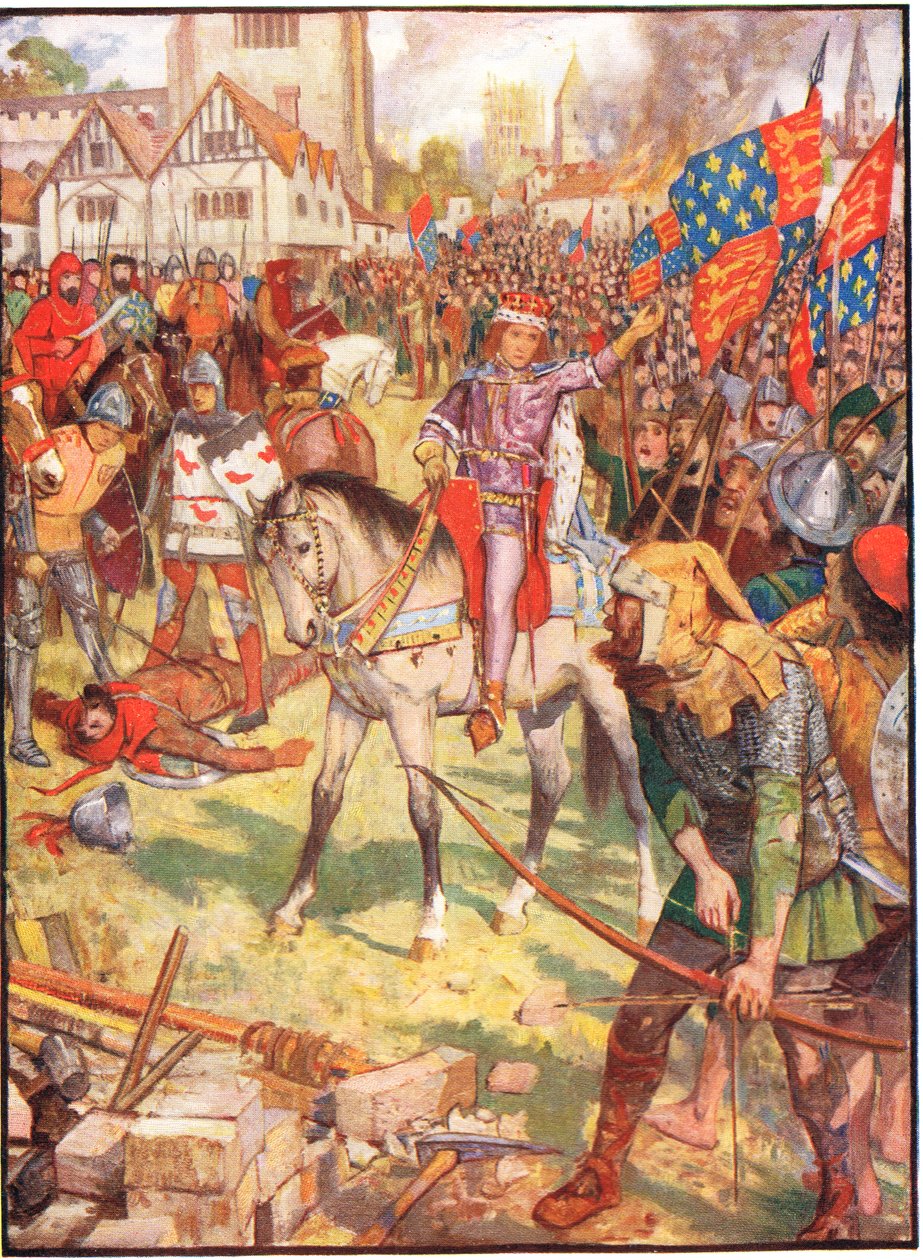 Bunt chłopski, ilustracja z „Historii Anglii” Rudyarda Kiplinga, 1911 autorstwa Henry Justice Ford