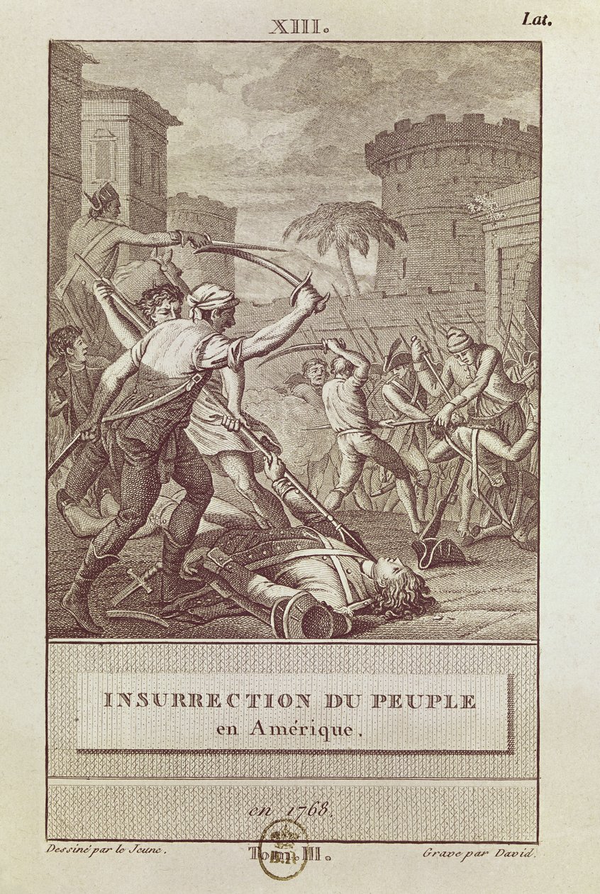 Powstanie narodu amerykańskiego w 1768 r., rycina David autorstwa Henry Le Jeune