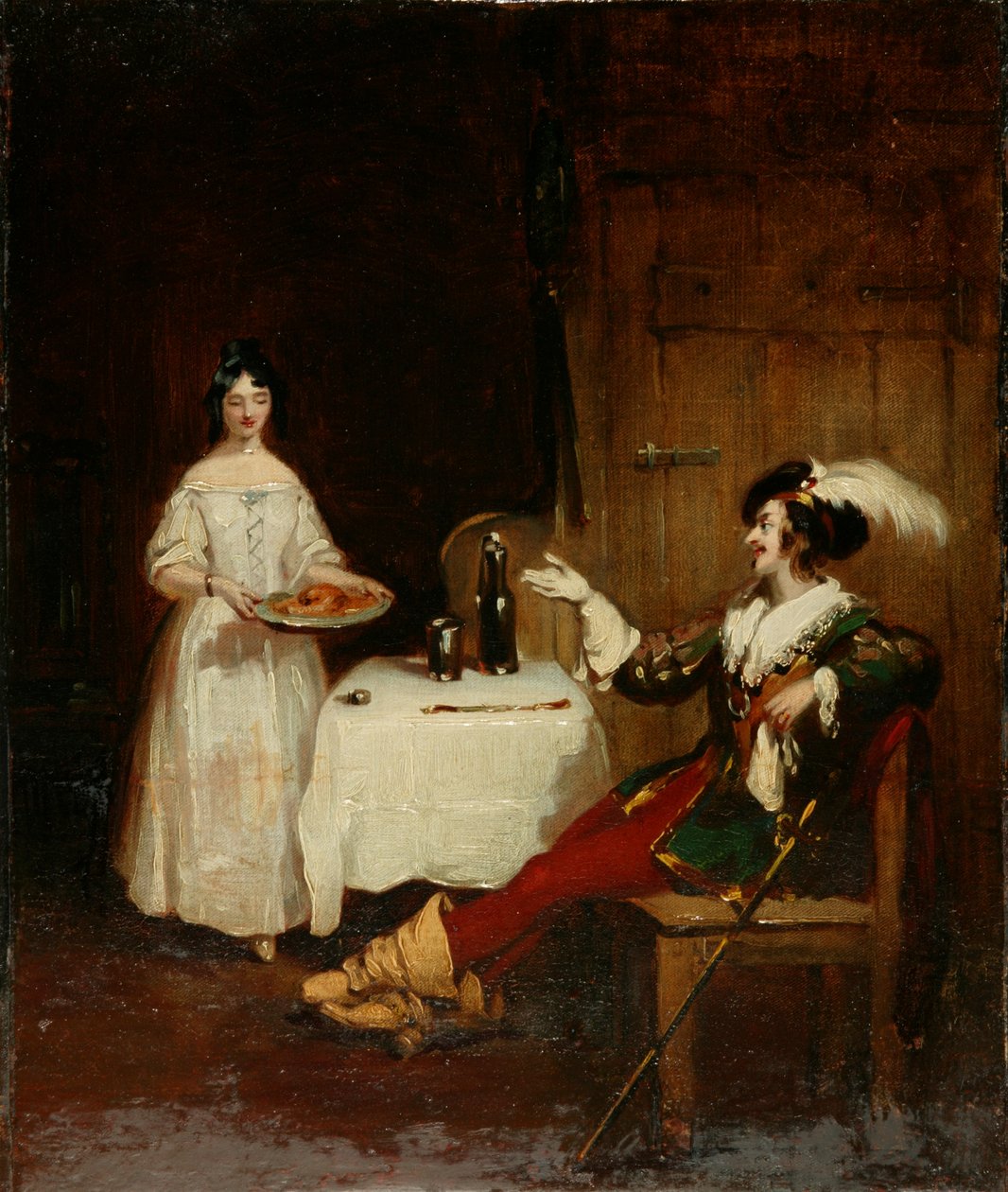 Sir Piercie Shafton i Mysie Harper, ok. 1831 (olej na płótnie) autorstwa Henry Liverseege