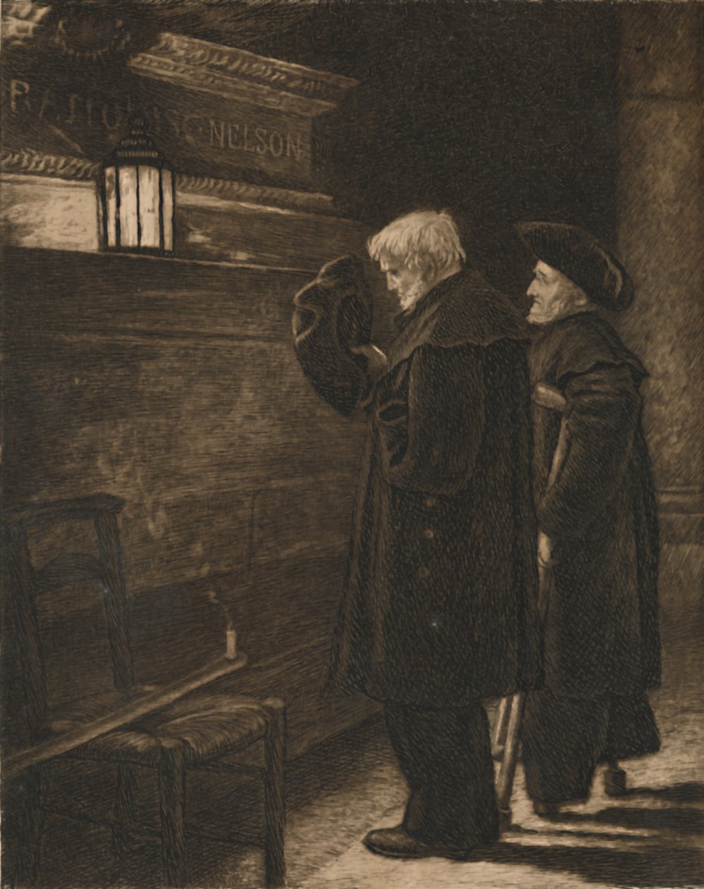 „Emeryci z Greenwich przy grobie Nelsona”, c1868, 1896 autorstwa Henry Macbeth Raeburn