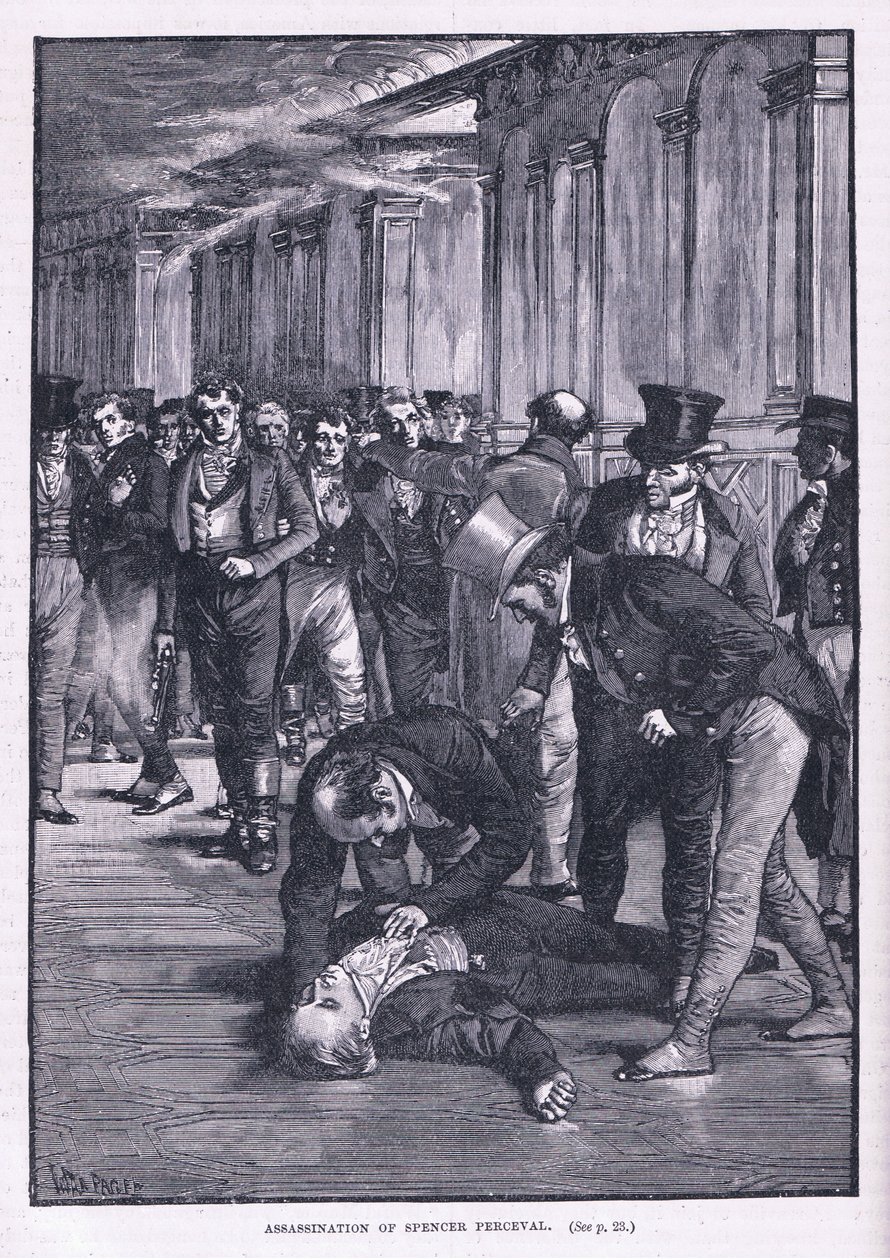 Zabójstwo Spencera Percevala autorstwa Henry Marriott Paget