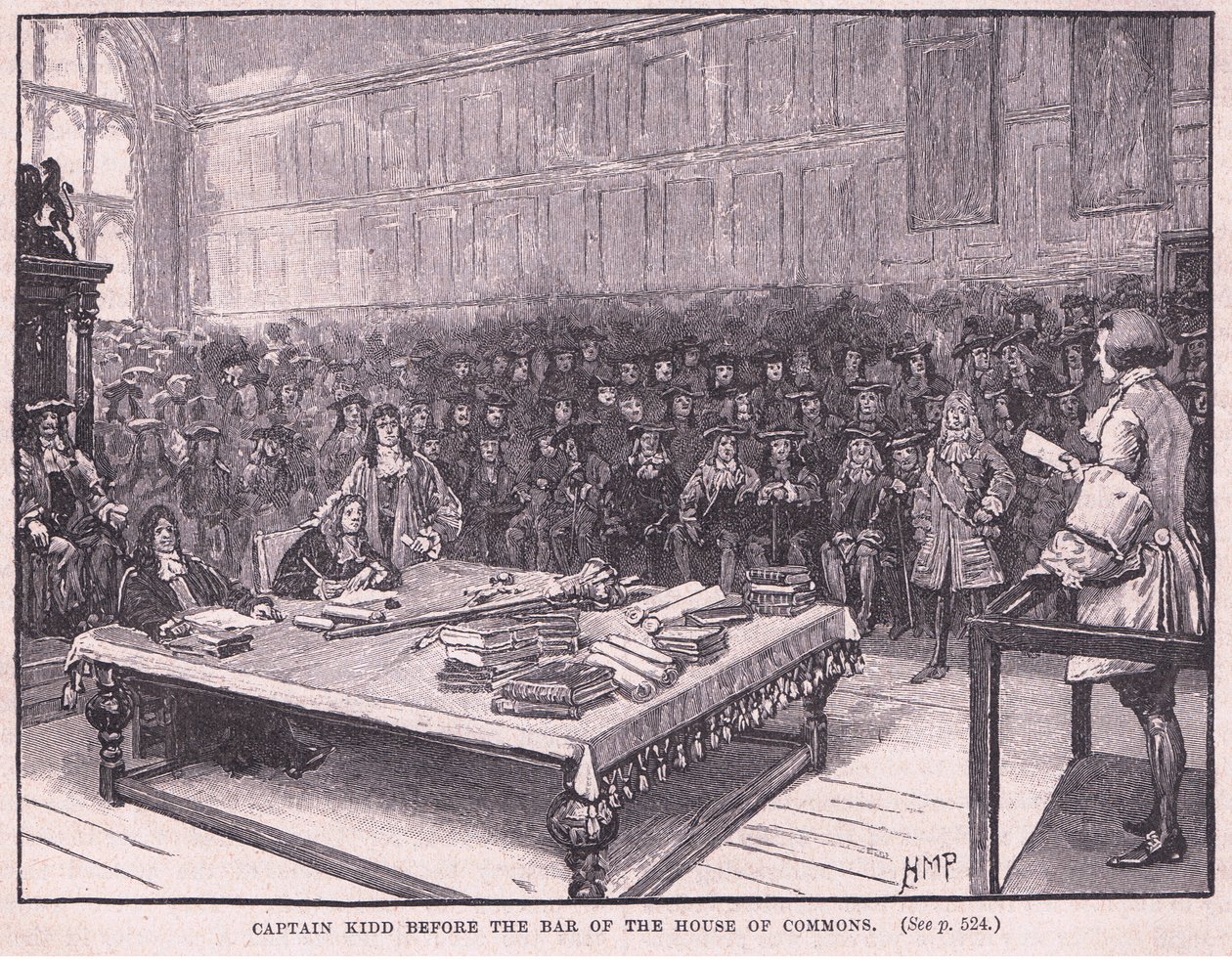 Kapitan Kidd przed adwokaturą Izby Gmin AD 1701 autorstwa Henry Marriott Paget