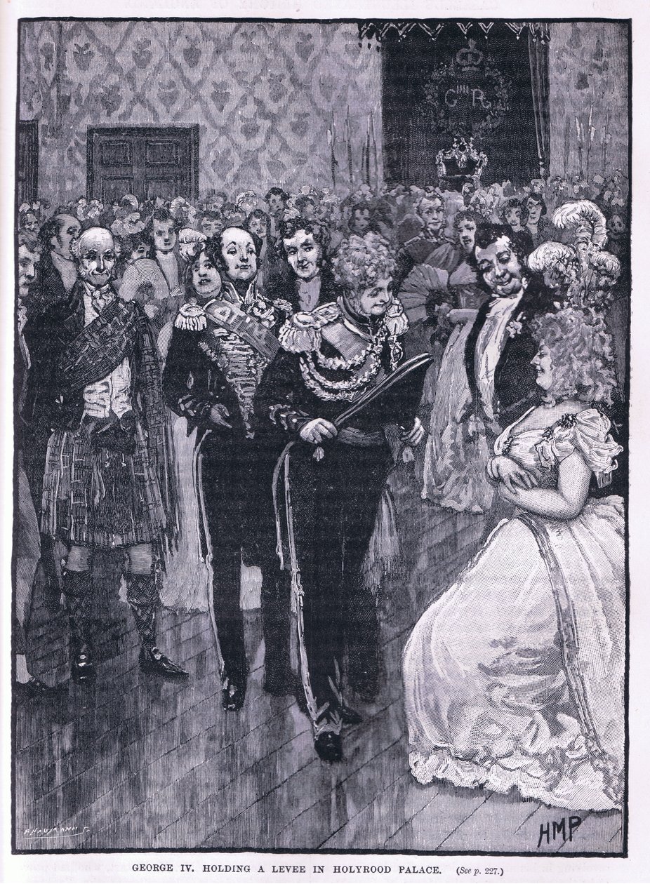 Jerzy IV trzymający levee w Pałacu Holyrood 1822 autorstwa Henry Marriott Paget