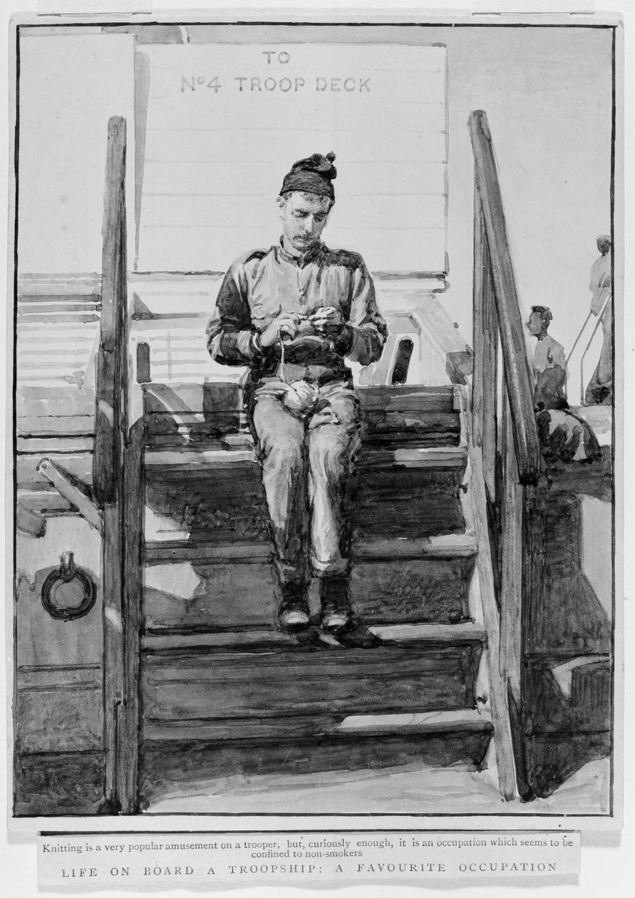 Życie na pokładzie Troopship: ulubione zajęcie, 1899 autorstwa Henry Marriott Paget