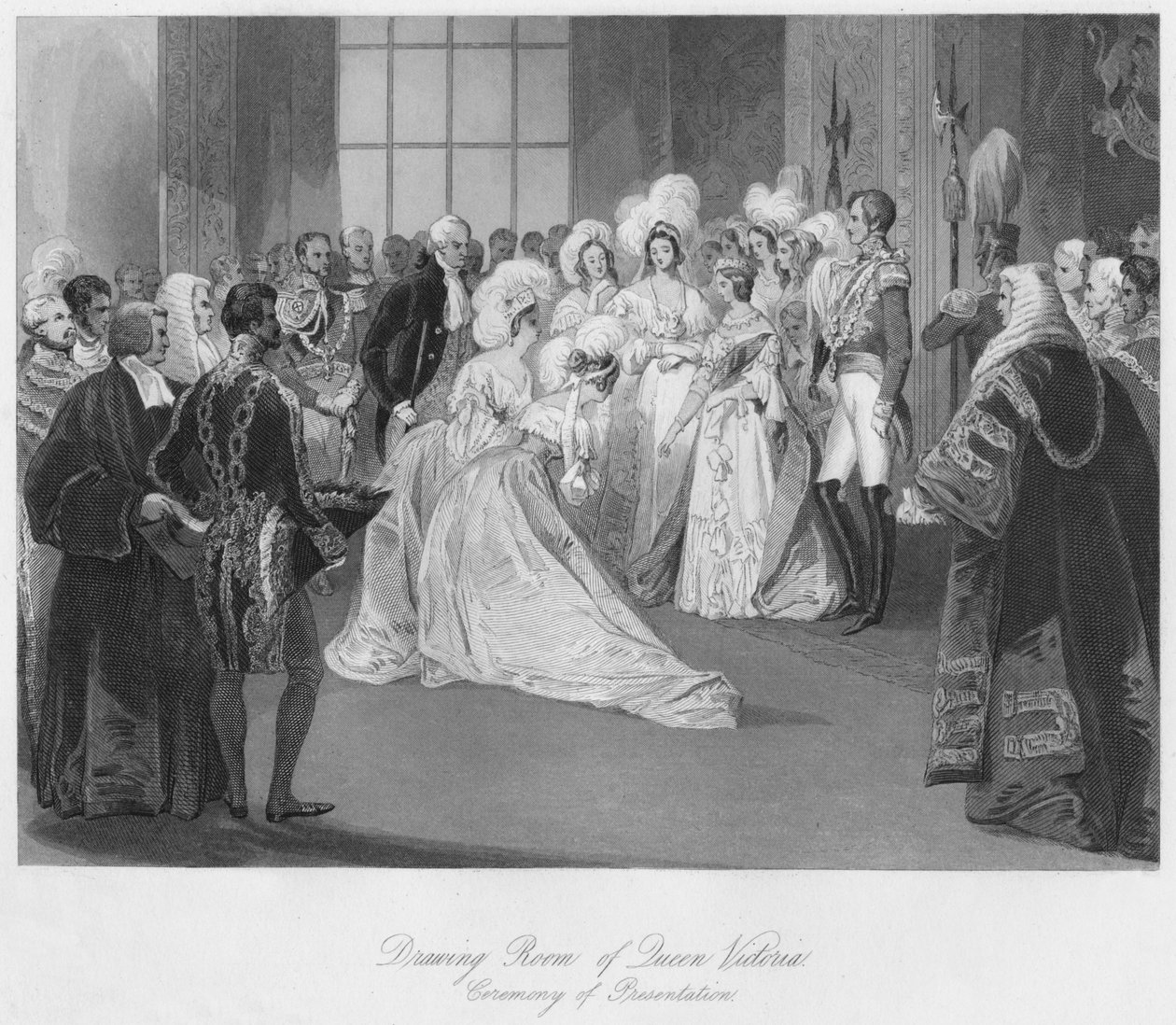 Salon Królowej Wiktorii. Ceremonia Prezentacji, c1841 autorstwa Henry Melville