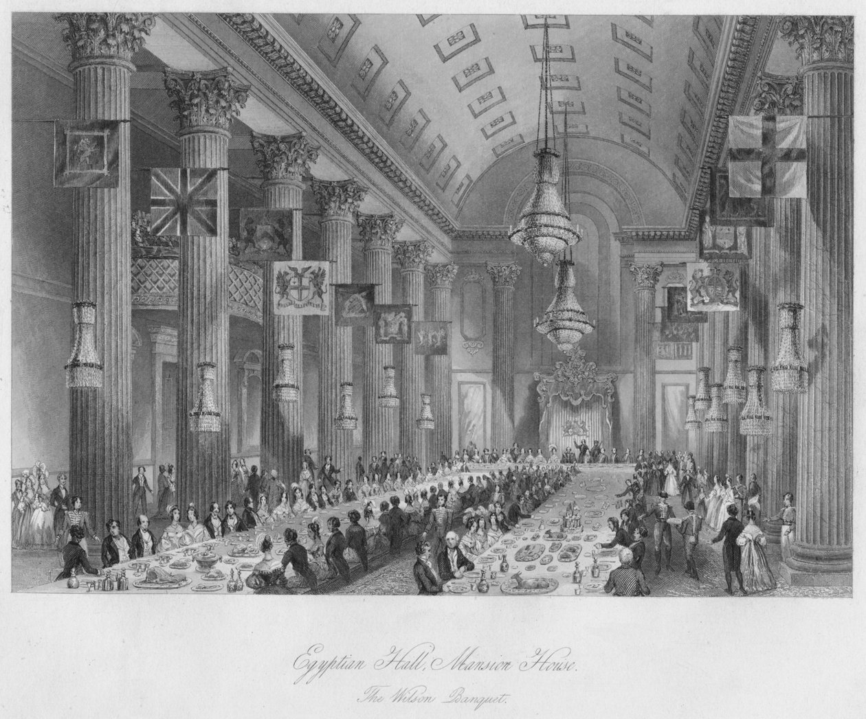 Sala Egipska, Dwór: Bankiet Wilsona, ok. 1841 r. autorstwa Henry Melville