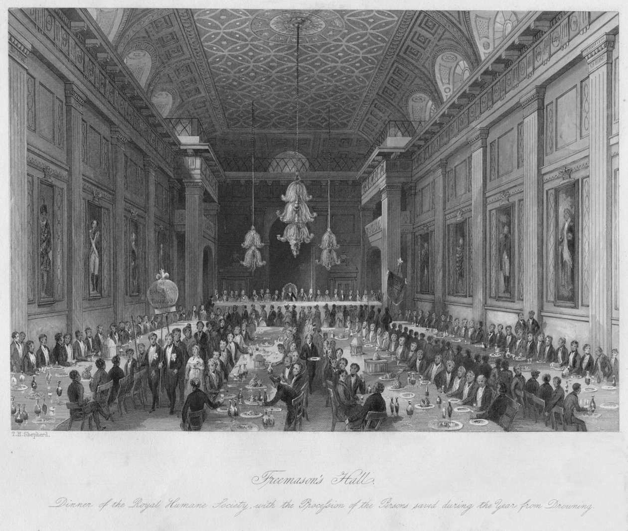 Sala masonów, c1841 autorstwa Henry Melville
