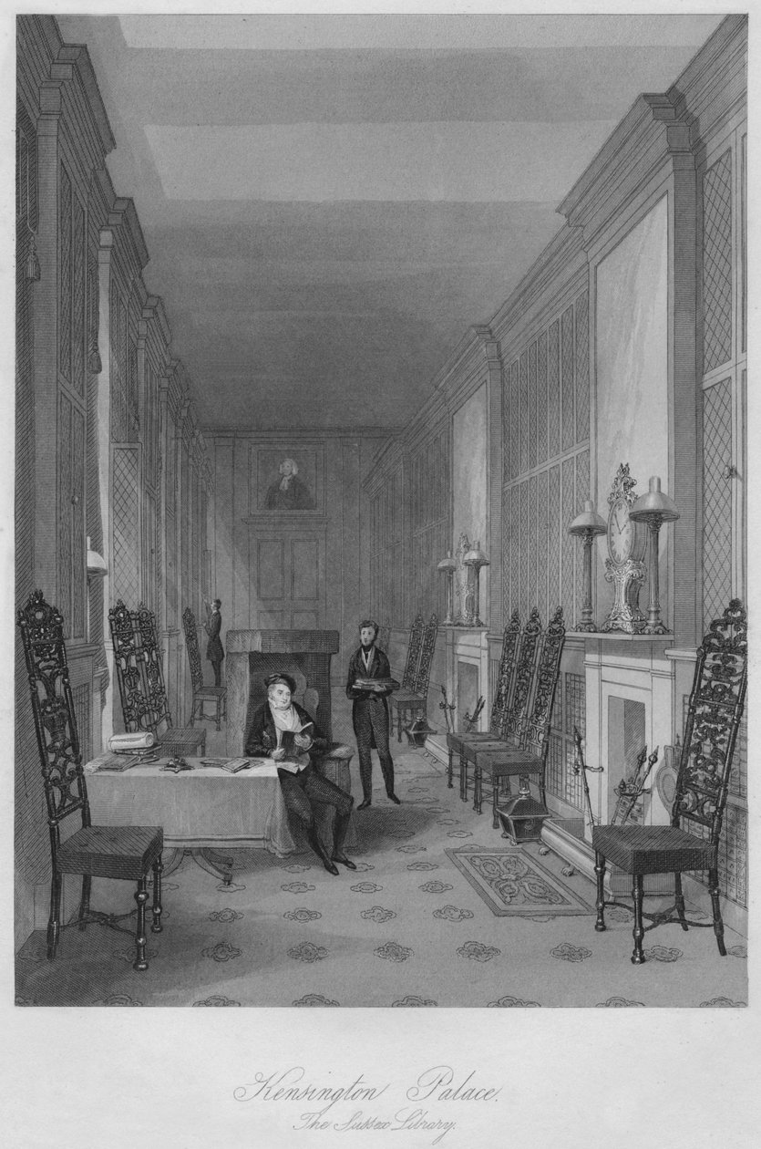 Pałac Kensington. Biblioteka Sussex, ok. 1841 r. autorstwa Henry Melville