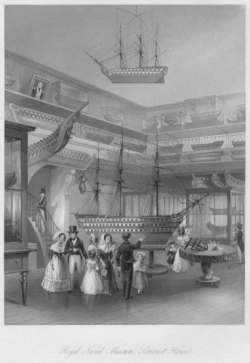 Królewskie Muzeum Marynarki Wojennej, Somerset House, ok. 1841 r. autorstwa Henry Melville