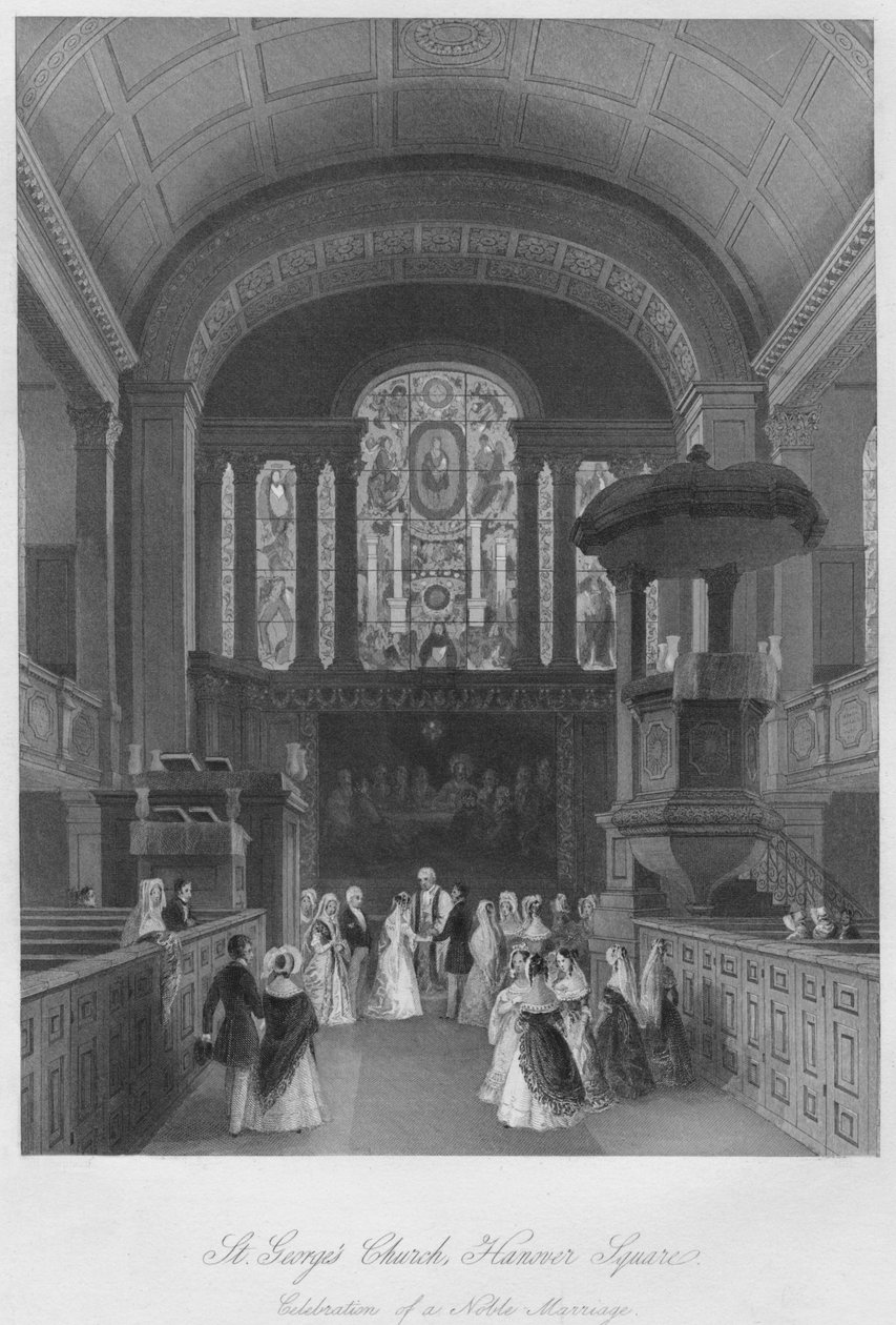 Kościół św. Jerzego, Plac Hanowerski. Uroczystość szlacheckiego małżeństwa, ok. 1841 r. autorstwa Henry Melville