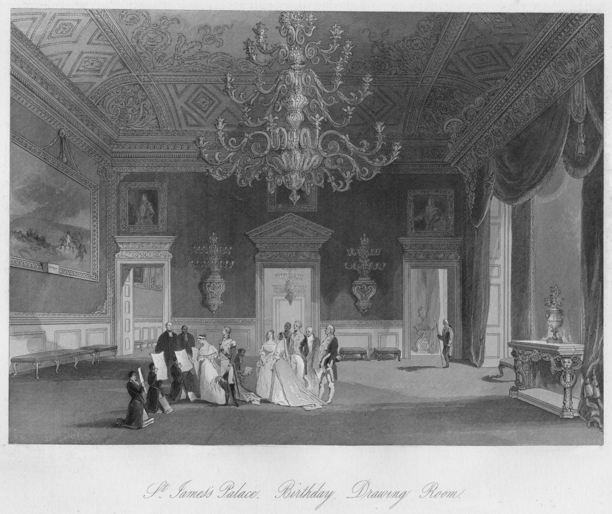 Pałac św. Jakuba. Urodziny. Salon, ok. 1841 autorstwa Henry Melville