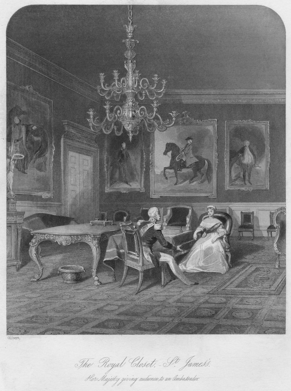 Szafa Królewska. - Św. Jakuba. Jej Wysokość udziela audiencji ambasadorowi, ok. 1841 r. autorstwa Henry Melville