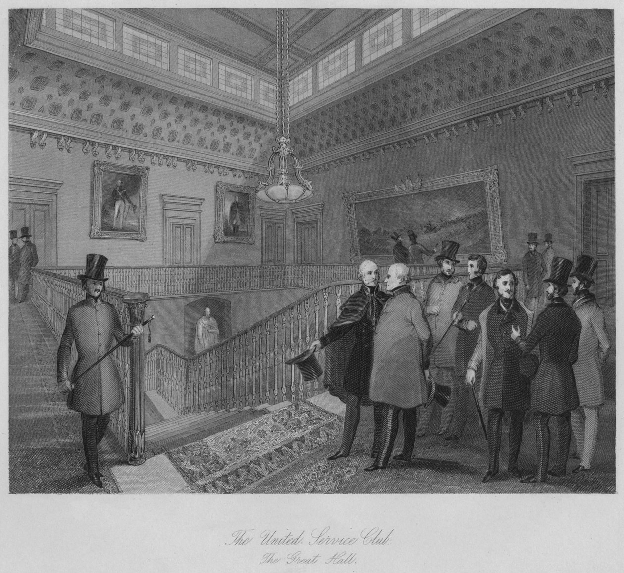 Klub Zjednoczonej Służby. Wielka Sala, ok. 1841 r. autorstwa Henry Melville