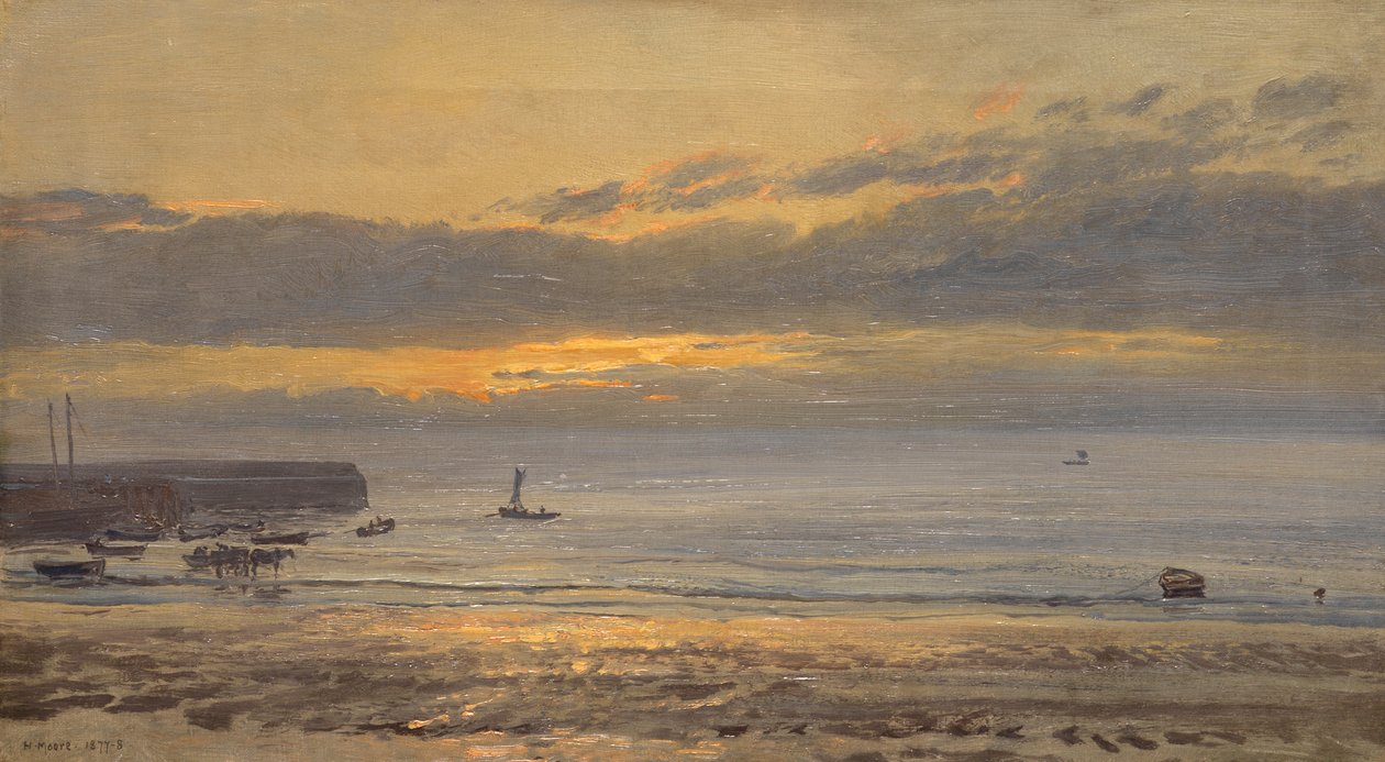 Przed wschodem słońca, Scarborough - Niska Woda, 1878 autorstwa Henry Moore