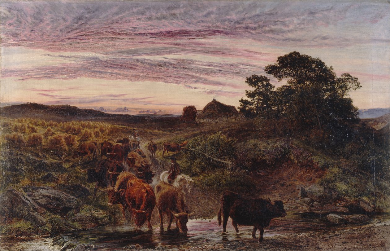 Bydło przeprawiające się przez strumień autorstwa Henry Moore