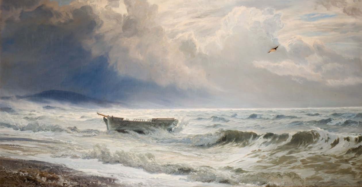 Trudna pogoda na wybrzeżu, Cumberland, 1874. autorstwa Henry Moore