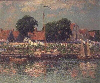 Nad brzegiem rzeki w Holandii autorstwa Henry Moret