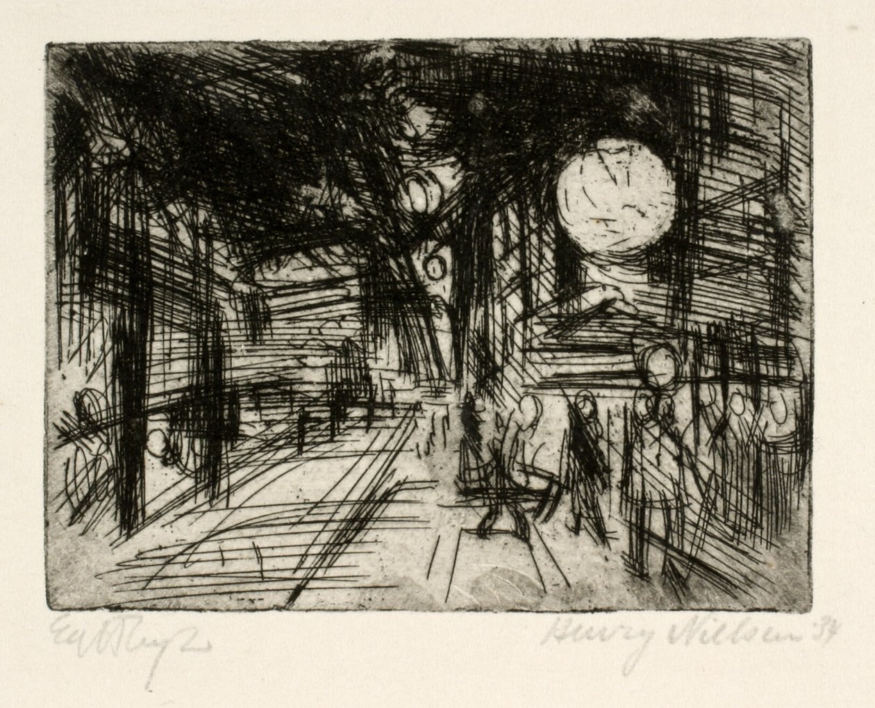 Scena uliczna, letnia noc autorstwa Henry Nielsen