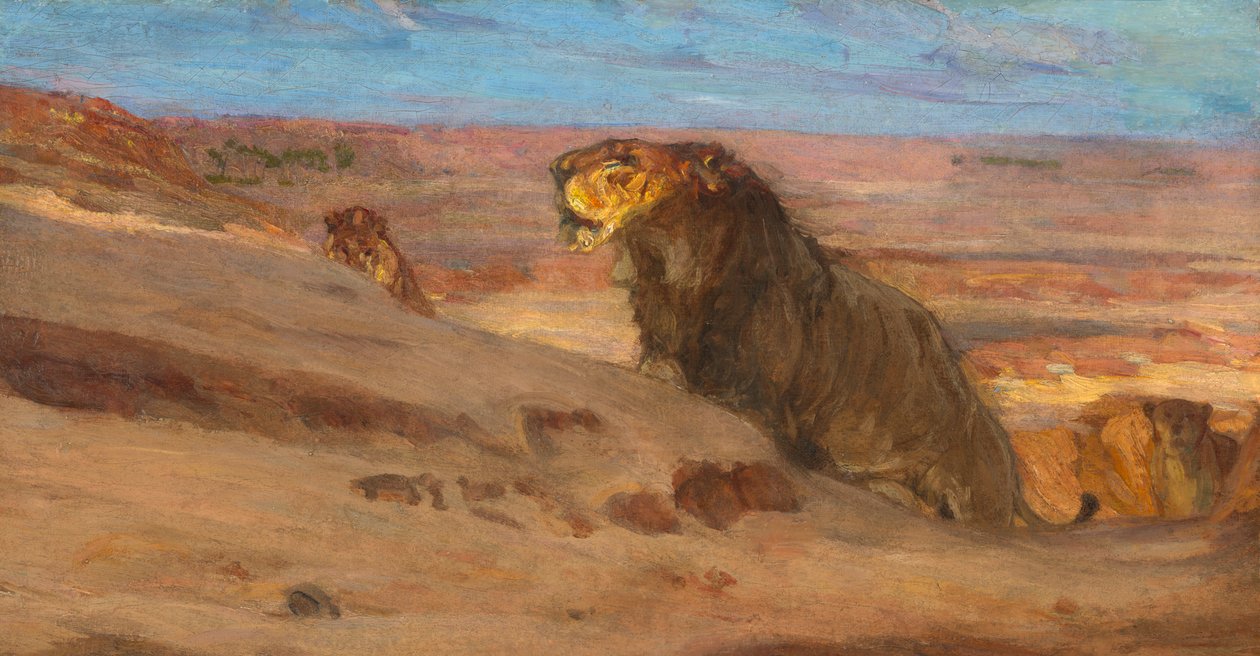 Lwy na pustyni, ca. 1897-1900. autorstwa Henry Ossawa Tanner