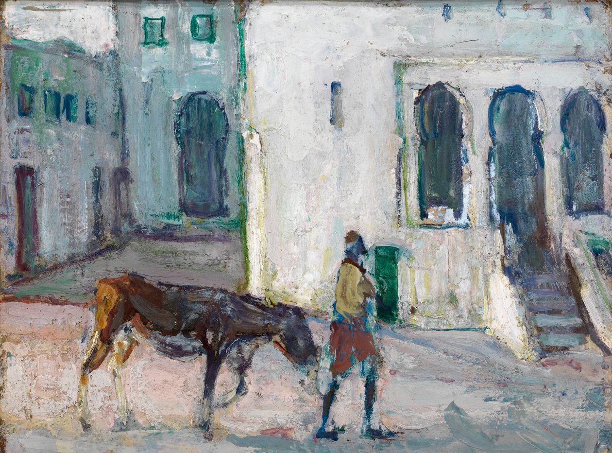 Scena uliczna, Tanger prowadzący cielę, ca. 1910. autorstwa Henry Ossawa Tanner