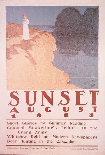 Ilustracja okładki do magazynu Sunset, sierpień 1903 (kolor lito) autorstwa Henry Patrick Raleigh