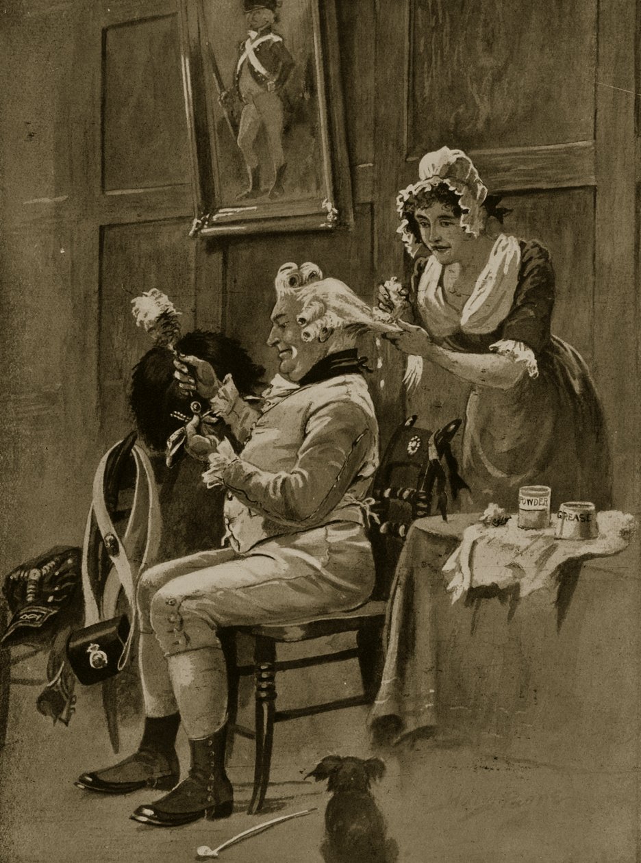 Przygotowanie do parady, 1799, ilustracja z "Hutchinson