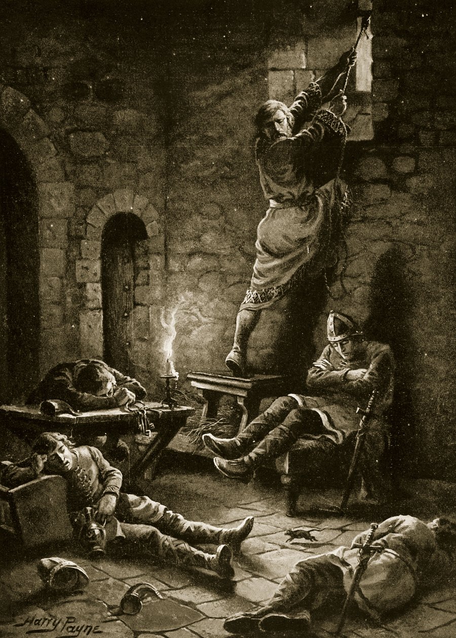 Ucieczka Ralpha Flambarda z Wieży, ilustracja z „Hutchinson