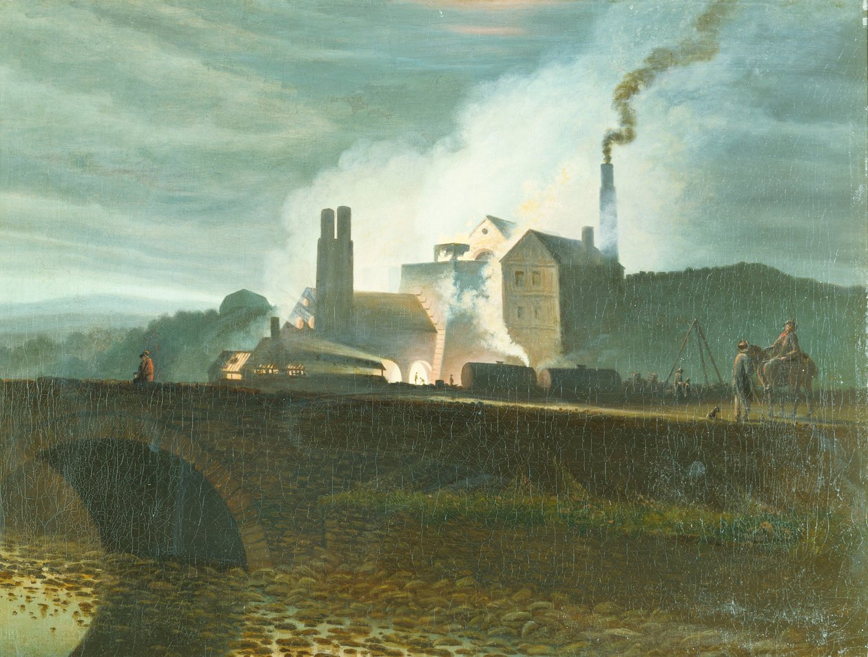 Księżycowy krajobraz, prawdopodobnie huty Nantyglo, Monmouthshire autorstwa Henry Penry Williams
