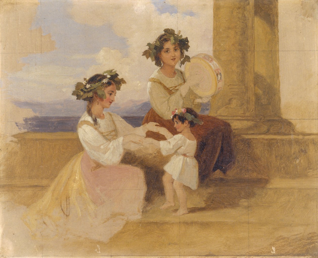 Chłopskie dziewczęta - Sorrento, ok. 1870 (olej na płótnie) autorstwa Henry Penry Williams