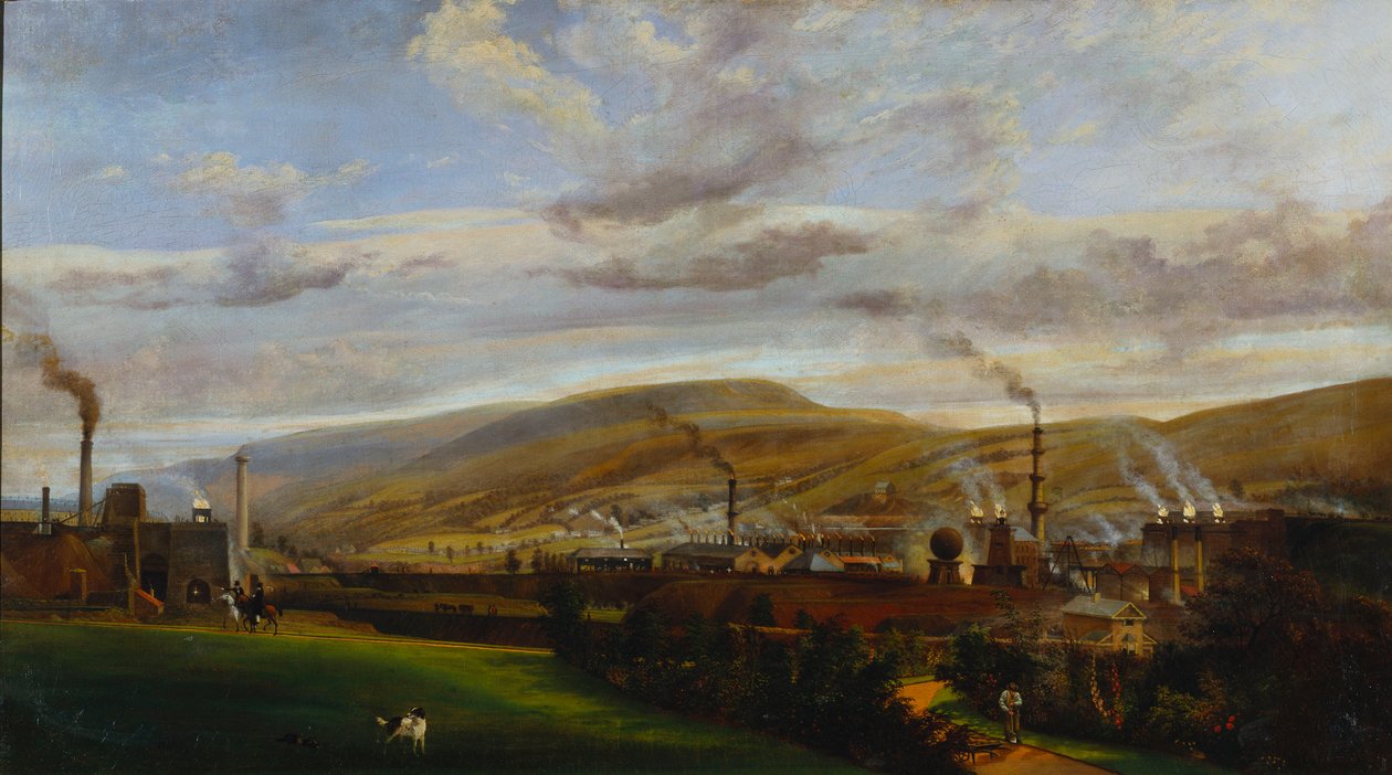 Krajobraz przemysłowy południowej Walii, ok. 1825 r. autorstwa Henry Penry Williams