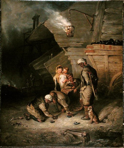 Pitmen bawiący się w Quoits (olej na płótnie) autorstwa Henry Perlee Parker