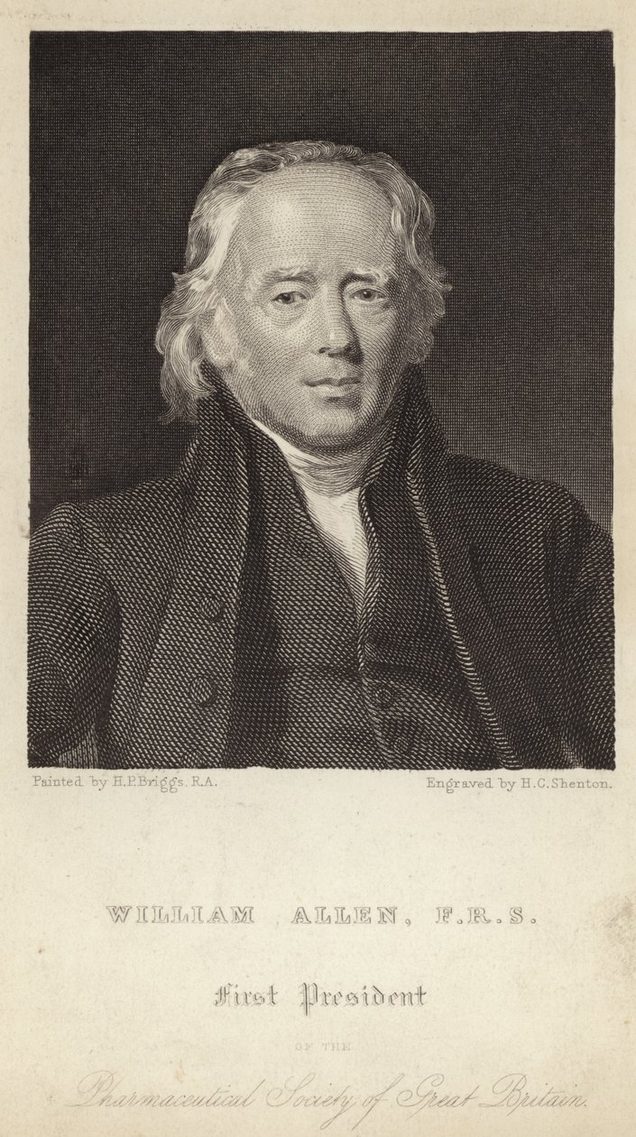 William Allen - pierwszy prezes Towarzystwa Farmaceutycznego Wielkiej Brytanii (1770-1843) (rycina) autorstwa Henry Perronet (after) Briggs