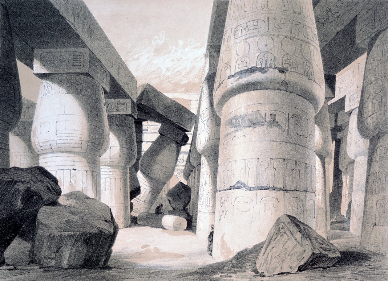 Wnętrze Wielkiej Sali Karnac, Egipt, 1845 autorstwa Henry Pilleau