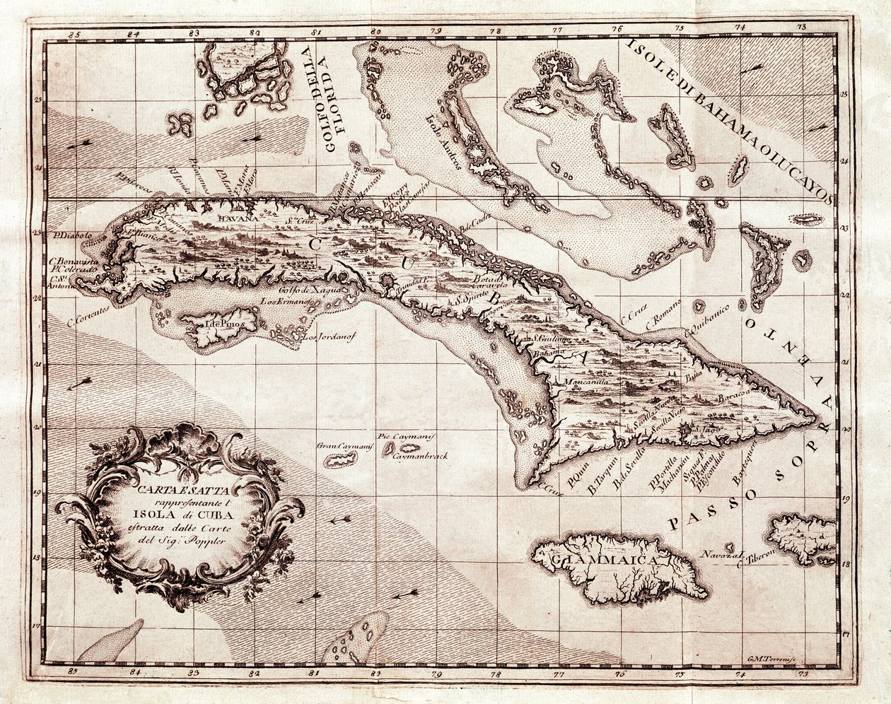 Wyspy Wielkich Antyli (mapa autorstwa Henry Popple