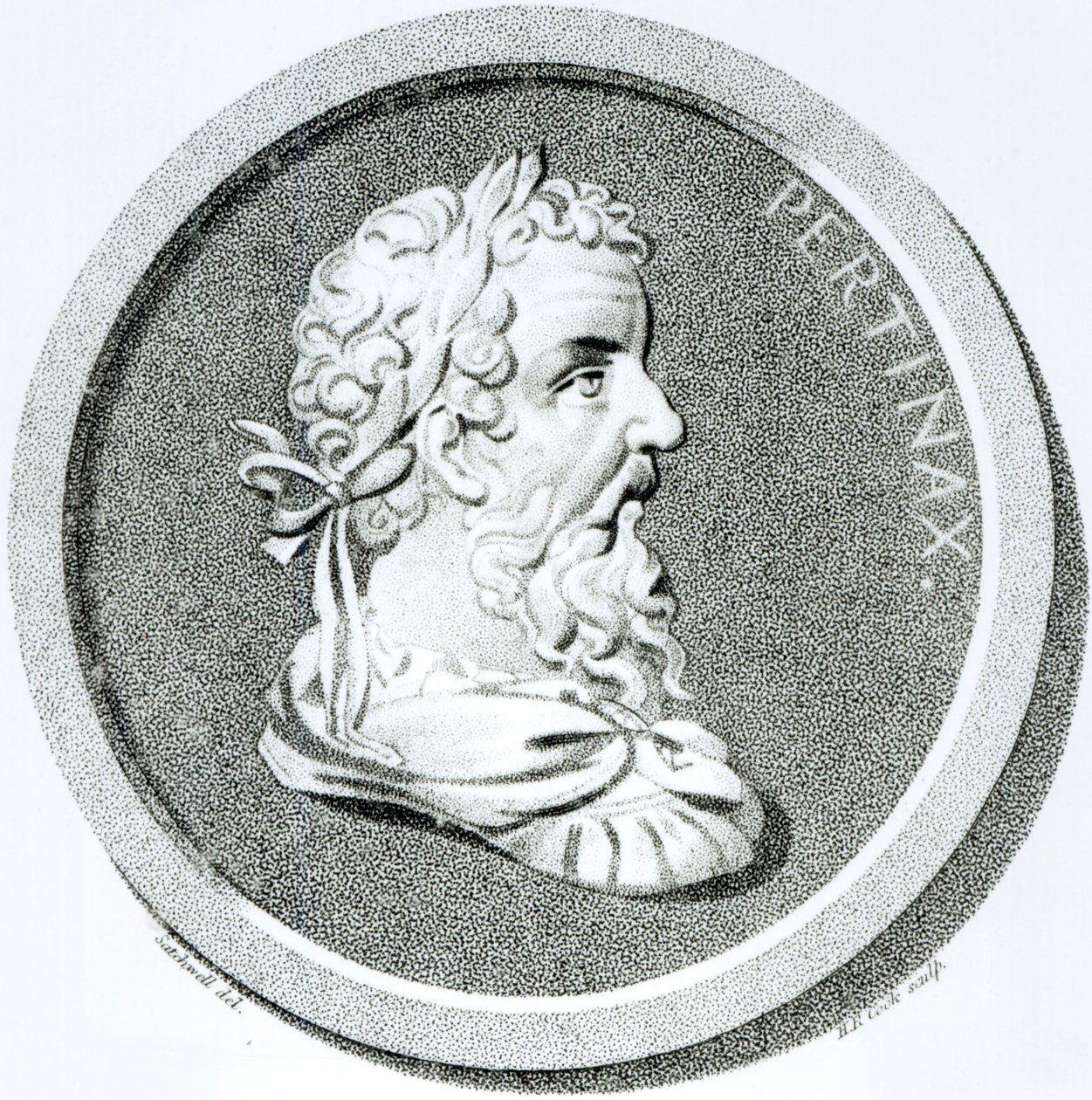 Portret Pertynaksa, z "Historii upadku Świętego Cesarstwa Rzymskiego", Edward Gibbon, 1808 r. autorstwa Henry R. Cook