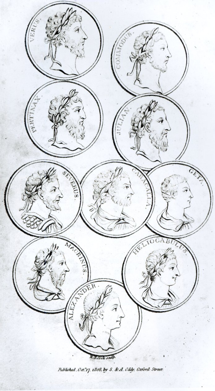 Portrety cesarzy rzymskich, z „Historii schyłku i upadku Cesarstwa Rzymskiego”, tom I, autorstwa Edwarda Gibbona, 1808 autorstwa Henry R. Cook