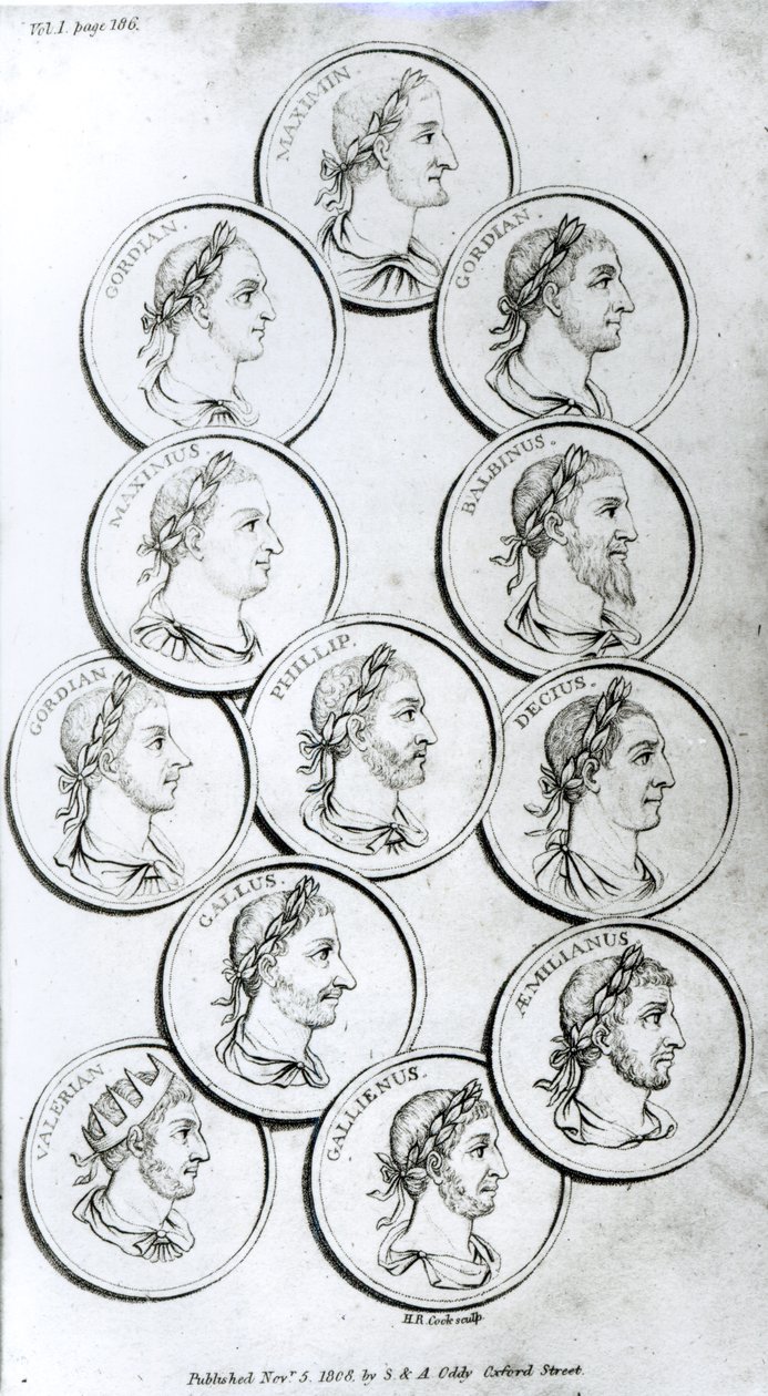 Portrety cesarzy rzymskich, z "Historii upadku cesarstwa rzymskiego", tom I, autorstwa Edwarda Gibbona, 1808 r. autorstwa Henry R. Cook