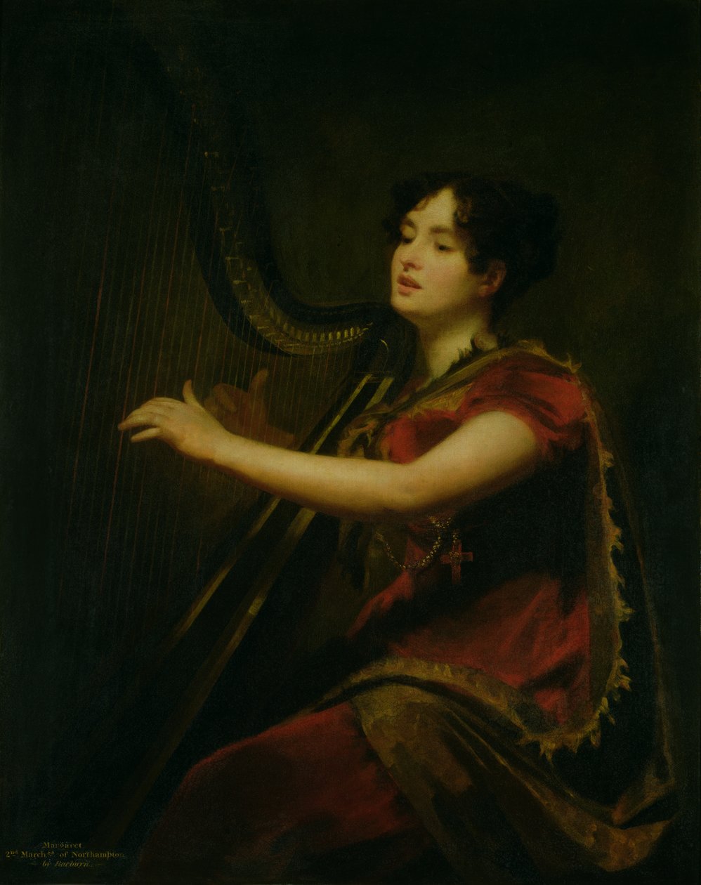 Markiza Northampton, Gra na harfie, ok. 1820 r autorstwa Henry Raeburn
