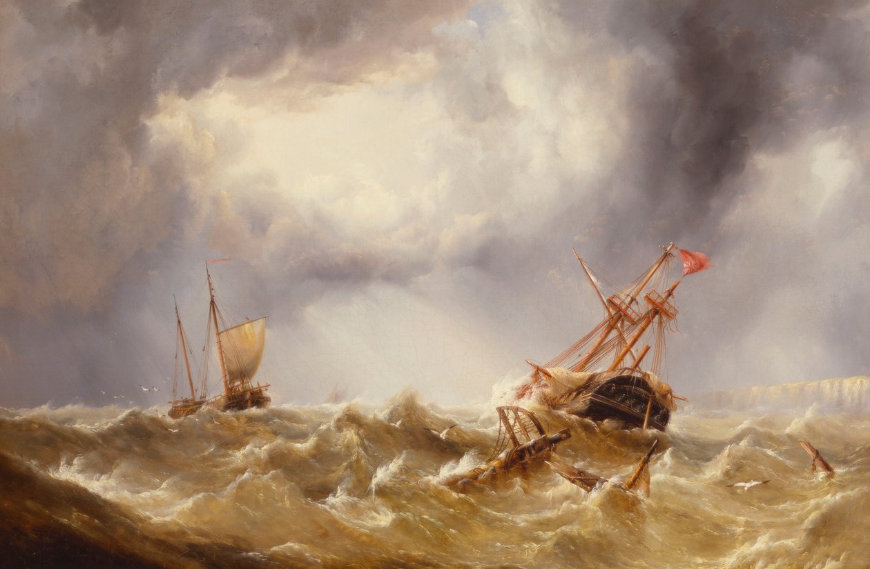 Dismasted podczas burzy u wybrzeży hrabstwa Kent autorstwa Henry Redmore
